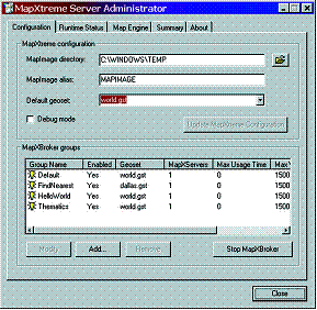 MapXtreme Server Administrator